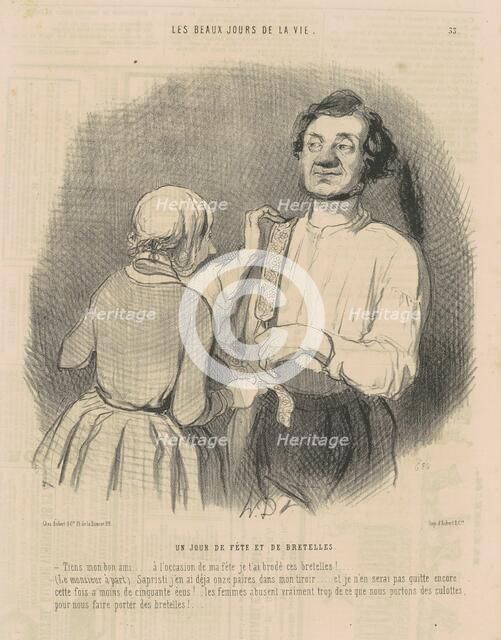 Un jour de fête et de bretelles, 1844. Creator: Honore Daumier.