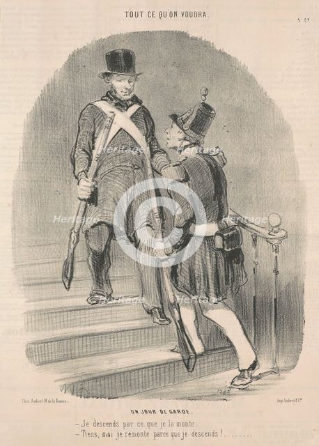 Un jour de garde, 19th century. Creator: Honore Daumier.