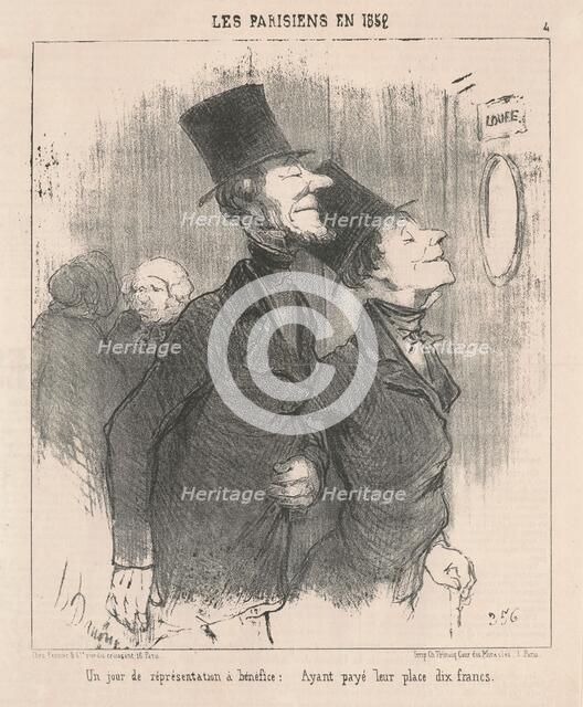 Un jour de représentation a bénéfice, 1852. Creator: Honore Daumier.
