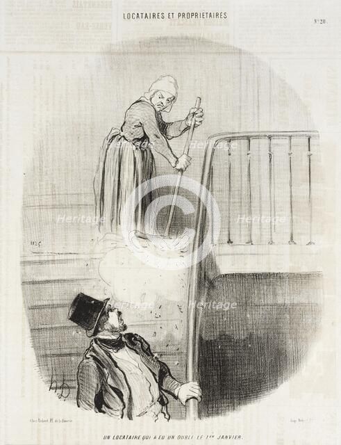Un locataire qui a eu un oubli le 1er janvier, 1847. Creator: Honore Daumier.