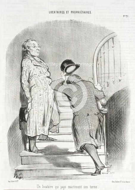 Un locataire qui paye exactement son terme, 1847. Creator: Honore Daumier.