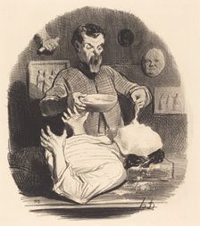 Un monsieur qui veut se donner la satisfaction d'avoir son masque, 1846. Creator: Honore Daumier