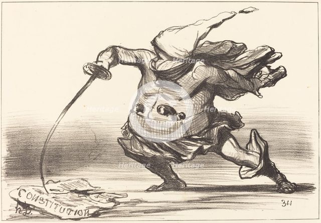 Un Matamore portant une... botte..., 1851. Creator: Honore Daumier.