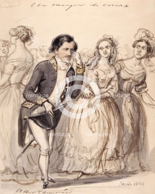 "Un mangeur de coeurs. Albert Ehrensvärd", 1850.  Creator: Fritz von Dardel.