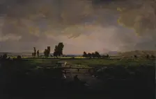 Un Marais dans Les Landes, (A Marsh in Les Landes), c1853. Creator: Theodore Rousseau