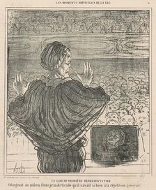 Un soir de première représentation, 19th century. Creator: Honore Daumier