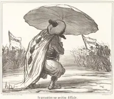 Un parasol dans une position difficile, 1859. Creator: Honore Daumier