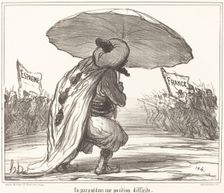 Un parasol dans une position difficile, 1859. Creator: Honore Daumier