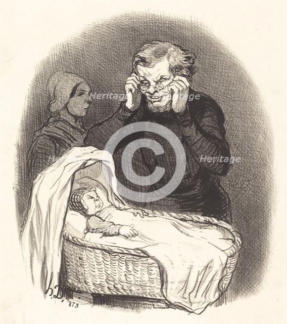 Un père heureux, 1846. Creator: Honore Daumier.