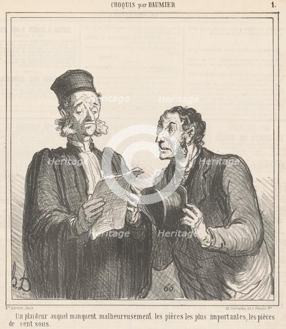 Un plaideur auquel manquent ..., 19th century. Creator: Honore Daumier.