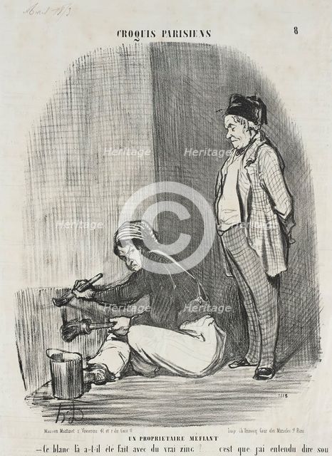 Un Propriétaire méfiant, 1853. Creator: Honore Daumier.