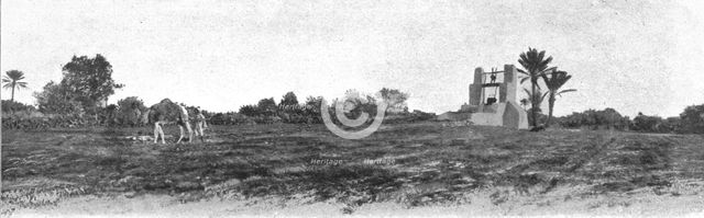 ''Un puits a traction animals, l'outre (delou) est tiree par un chameau; Afrique du nord', 1914. Creator: Jules Gervais-Courtellemont.