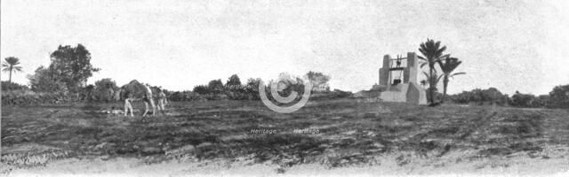 ''Un puits a traction animals, l'outre (delou) est tiree par un chameau; Afrique du nord', 1914. Creator: Jules Gervais-Courtellemont.