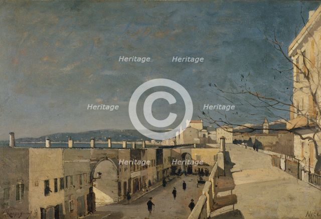 Un quai à Nice, Les Ponchettes, 1887. Creator: Henri-Joseph Harpignies.