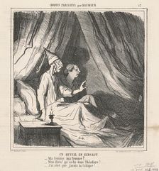 Un réveil en sursaut, 19th century. Creator: Honore Daumier