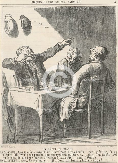 Un récit de chasse, 19th century. Creator: Honore Daumier.