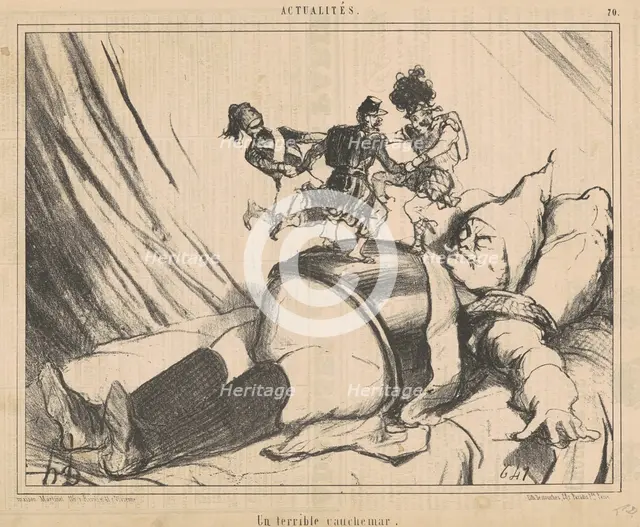 Un terrible cauchemar, 19th century. Creator: Honore Daumier.