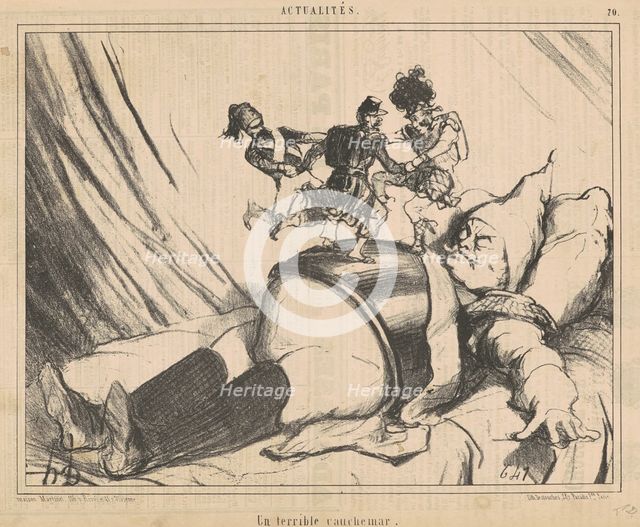 Un terrible cauchemar, 19th century. Creator: Honore Daumier.