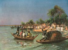 'Un village noir sur le Niger (environs de Sansanding); L'Ouest Africain 1914. Creator: L Marc