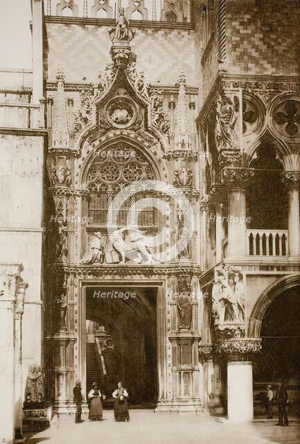 Untitled (31), c. 1890. [Doge and winged lion, facade of Doge's Palace, Venice].  Creator: Unknown.