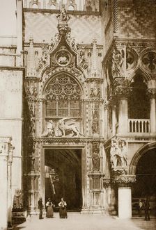 Untitled (31), c. 1890. [Doge and winged lion, facade of Doge's Palace, Venice]. Creator: Unknown