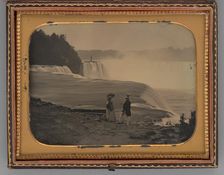 Untitled (Couple Standing next to Niagara Falls), 1853. Creator: Unknown