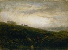 Untitled (cows descending hillside), 1881. Creator: Edward Mitchell Bannister