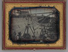 Untitled (Construction of the First Drydock, U.S. Navy Yard, Dry Dock #1 Brooklyn, NY), 1845. Creator: Unknown