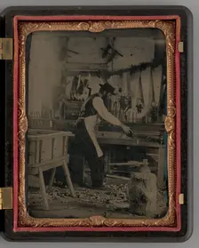 Untitled (Carpenter in his Workshop), 1864. Creator: Unknown