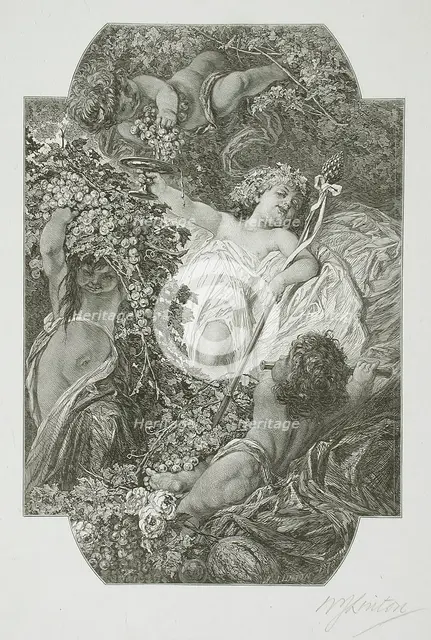 Untitled - Children with Grapes, 1878. Creator: W. J. Linton.