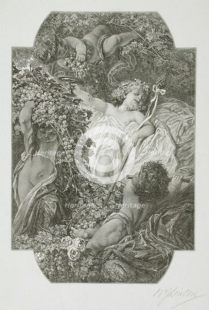 Untitled - Children with Grapes, 1878. Creator: W. J. Linton.