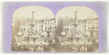 Untitled [crowd round a fountain], 1875/99. Creator: Unknown