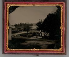 Untitled (Curved Road with Several Houses), 1860. Creator: Unknown