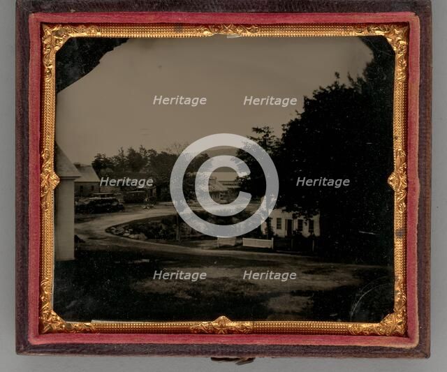 Untitled (Curved Road with Several Houses), 1860. Creator: Unknown.