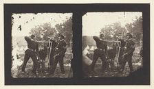 Untitled [American soldiers posing with weapons], 1850-1900. Creator: Mathew Brady
