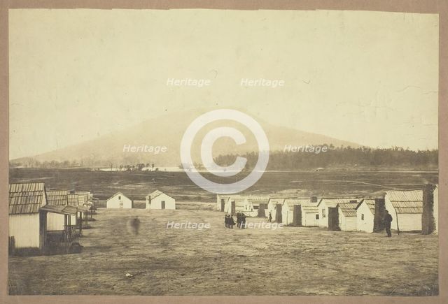 Untitled (Army camp, perhaps from the Battle of Lookout Mountain, Chattanooga, Tennessee), c. 1863. Creator: Charles Peck.