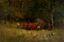 Untitled (boy and man with oxen), 1891. Creator: Edward Mitchell Bannister