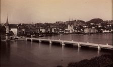 Untitled (Bridge with Town in Distance), 19th century. Creator: Unidentified Photographer