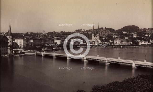 Untitled (Bridge with Town in Distance), 19th century. Creator: Unidentified Photographer.