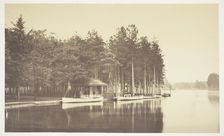 Untitled, c. 1850. [Boat on a lake in the Bois de Boulogne, a park in Paris]. Creator: Charles Marville
