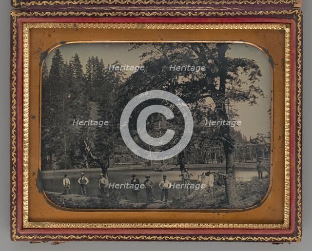 Untitled (Gold Miners in Front of a Pond), 1850. Creator: Unknown.