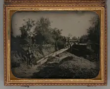 Untitled (Gold Mining Scene with Six Miners), 1854. Creator: Unknown