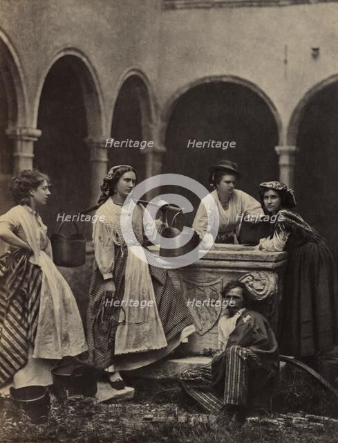Untitled (Genre scene with four women and a man), late 19th Century. Creator: Unidentified Photographer.