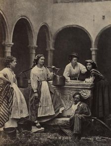 Untitled (Genre scene with four women and a man), late 19th Century. Creator: Unidentified Photographer