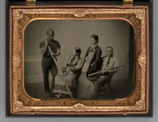 Untitled [group of people with equipment], 1865. Creator: Unknown