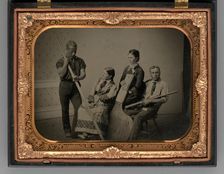 Untitled [group of people with equipment], 1865. Creator: Unknown