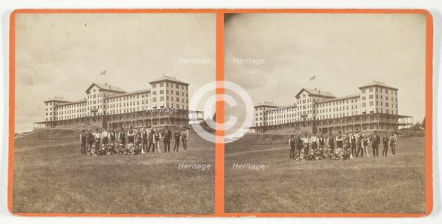 Untitled [group portrait of men and boys outside a large building], 1875/99.  Creator: Unknown.