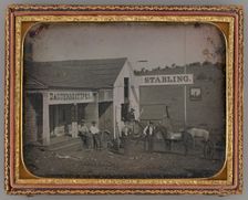 Untitled (Daguerreotype Studio and Russel & Co Livery Stable, Mokelumne Hill, California),, 1852. Creator: Unknown