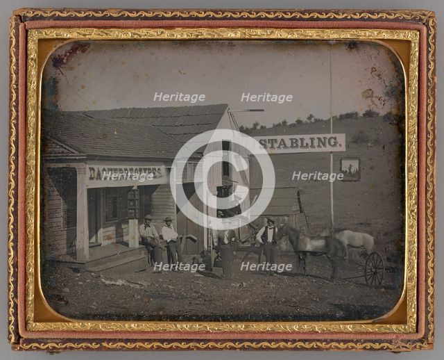 Untitled (Daguerreotype Studio and Russel & Co Livery Stable, Mokelumne Hill, California),, 1852. Creator: Unknown.