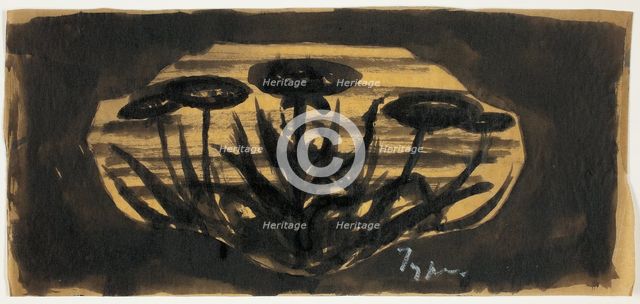 Untitled Drawing for Frame Cartouche (Plant Motif), 1899/1908. Creator: Theodore Roussel.